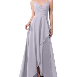 Lilac high/low bridesmaid chiffon dress